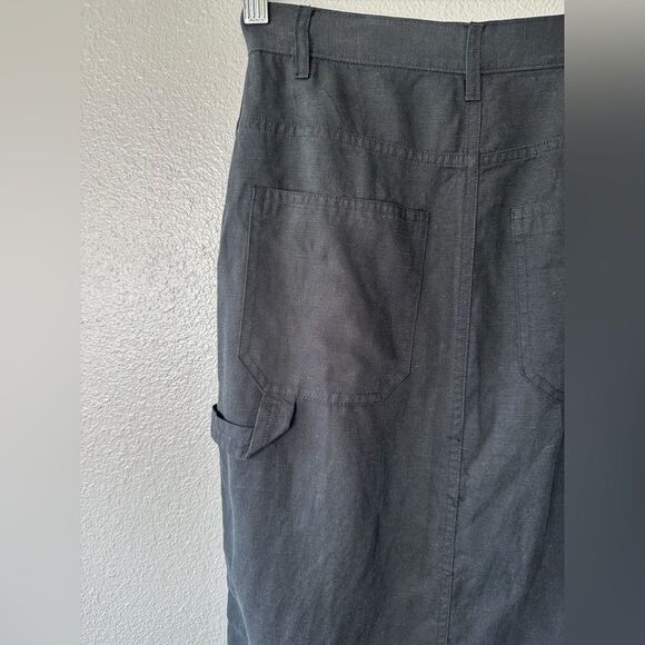 & OTHER STORIES Lyocell Linen Blend Pencil Button Front Midi Skirt Black Size 2 - Picture 6 of 11